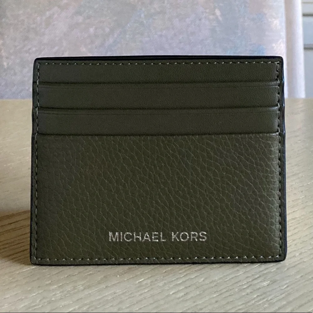 Michael Kors Cooper Olive Leather Card Holder Case